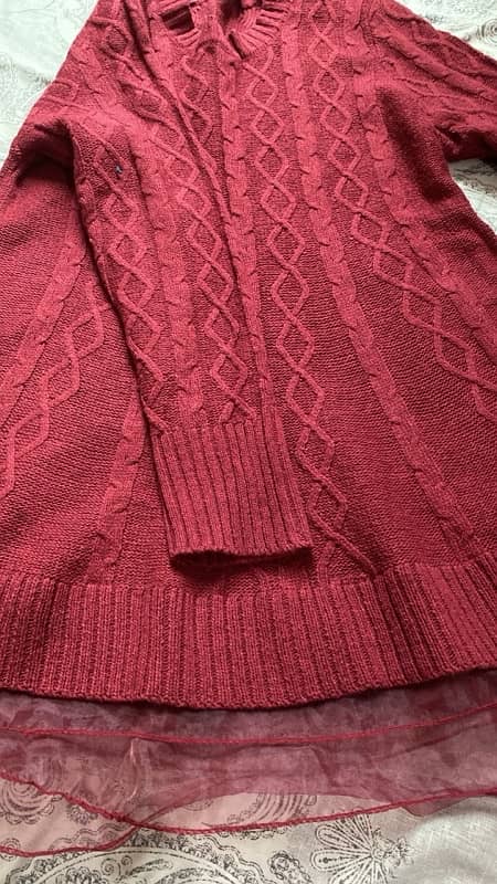 maroon sweater frock 1