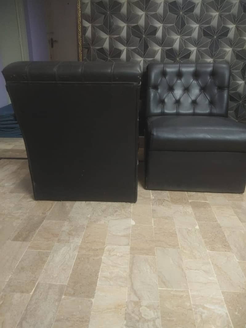 Office Leather Sofa Set Black | 2 Seater Like New Condition 1