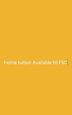 Home tuition Available till FSC with accommodating fee structure