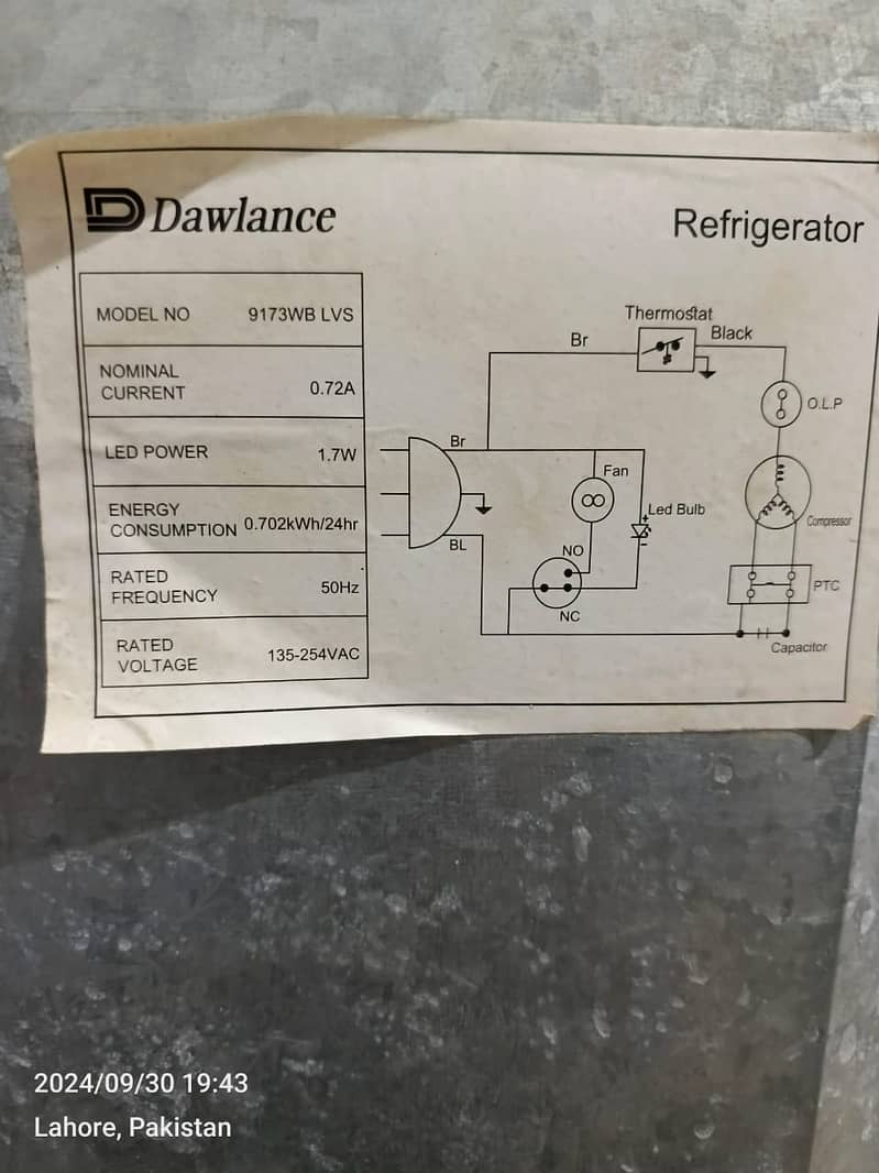 Dawlance fridge GD medium size (0306=4462/443) tooop ka seet 3