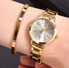 Women's Fashion Simple Digital Alloy With Quartz Watch Bracelet  2pcs