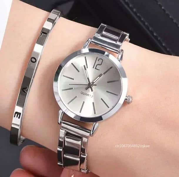 Women's Fashion Simple Digital Alloy With Quartz Watch Bracelet  2pcs 1