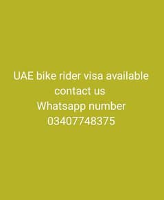 bike rider visa available in uae in restion able price