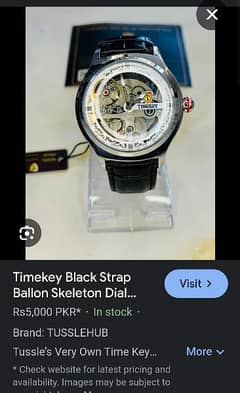 Timekey Black Strap Ballon Skeleton Dial Watch