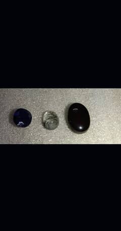 3 stones blue sphaire oval shape 3 stone Black Aqeeq,Mohe najaf,neelum