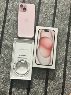 iphone 15 with 128gb and 100 battery health with original box and cabl