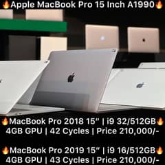 Macbook Pro 2019 2018 15inch i9 32GB 16GB 512GB 4GB GPU