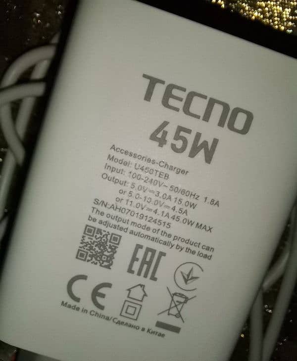 45W Tecno Pova 4 Pro Original Box Pulled Charger 0