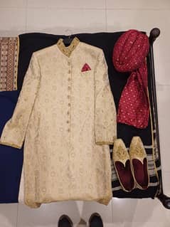 Bonanza Wedding Sherwani With Turban and Khusse