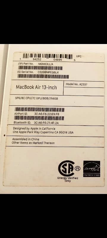 MacBook Air M1 2020 8GB 256GB 13" Space Grey Color MGN63LL/A with Box 17