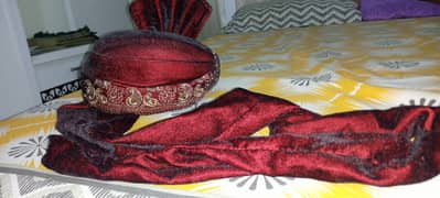 Velvet Maroon Embroidery Kulla