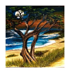 Moonlight beach landscape /Aryclic painting