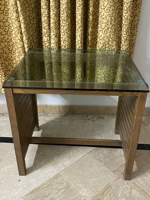 wooden study table with glass 1