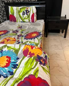 Single Bed With Side Table and Mattress