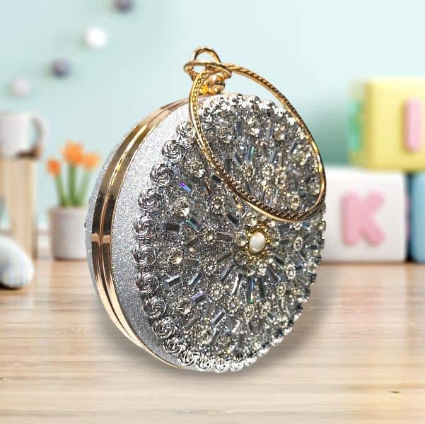 women's metal embellished fancy clutch 0