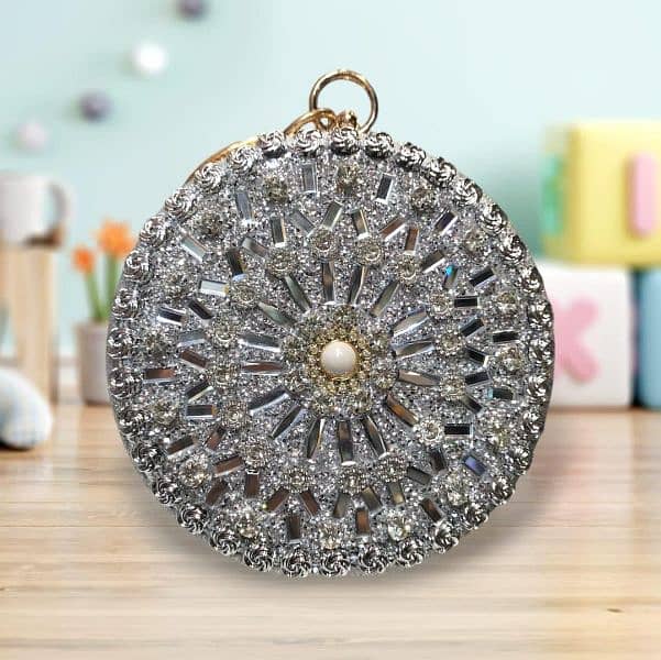 women's metal embellished fancy clutch 1