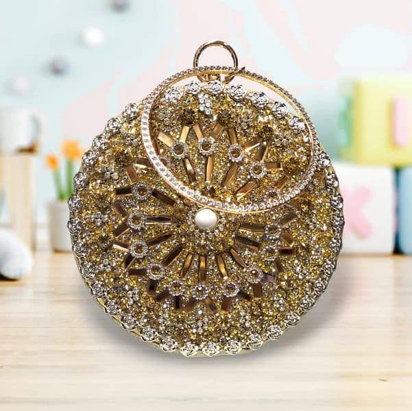 women's metal embellished fancy clutch 3