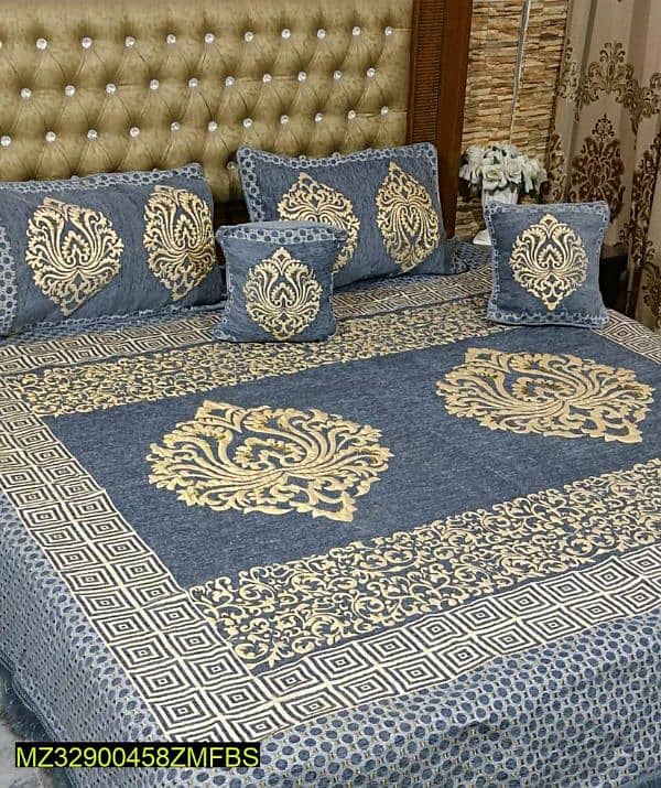 5 PCs valvet jacquard printed double bed spread 0