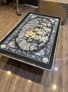 Korean Chinoiserie Mother Of Pearl Inlay, Peacock Low Folding Table 0