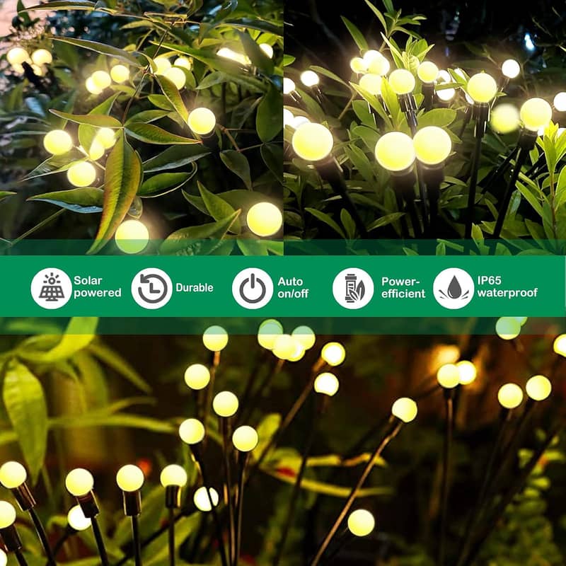 Solar Waterproof Crystal Balls 8 Modes Outdoor Fairy Lights, 3