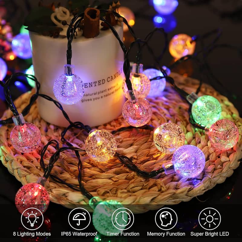 Solar Waterproof Crystal Balls 8 Modes Outdoor Fairy Lights, 6