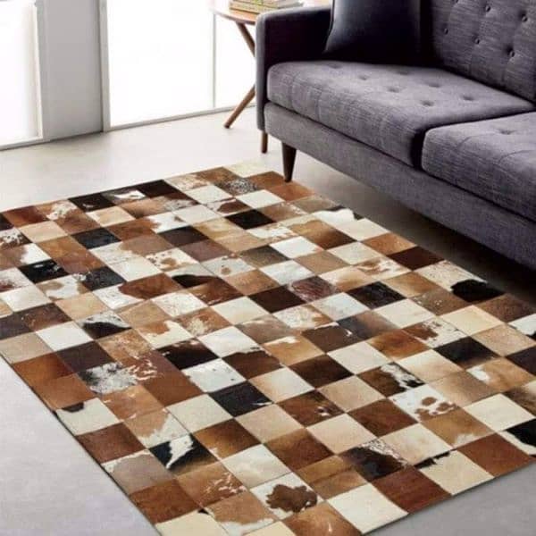 Carpets rug Natural Cow Hair on leather 0