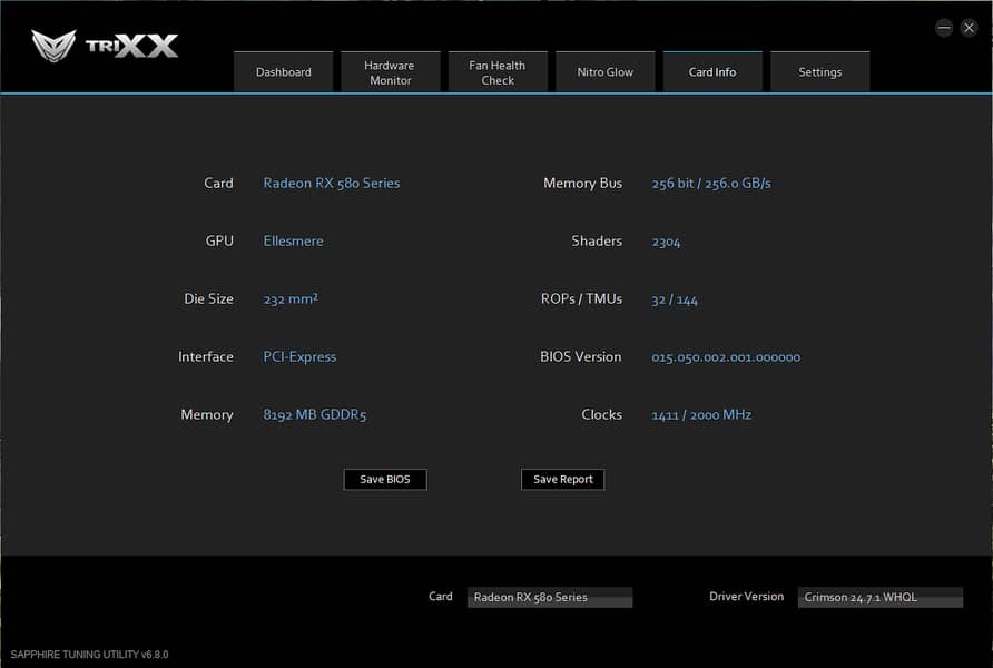 AMD RX 580 8gb Sapphire Nitro+ Edition GPU 4