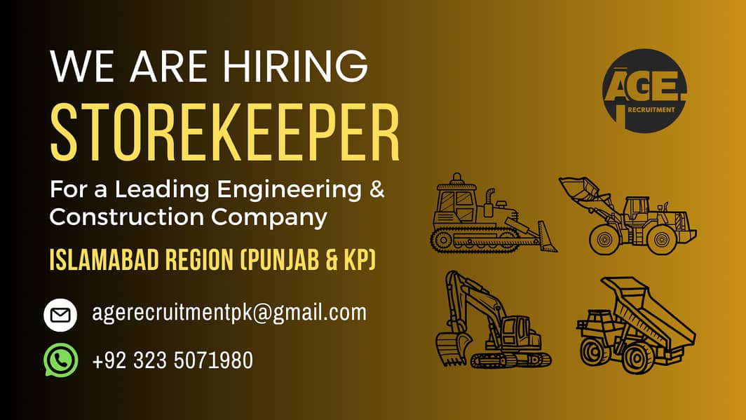 Storekeeper for Engineering and Construction Company 0