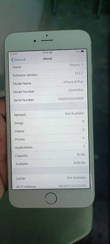 Iphone 6plus (16)gb non pta Battery health 97% mobile/box/adpter 4