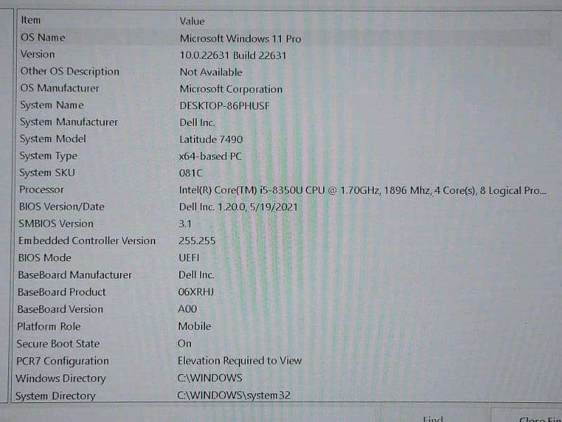 Dell latitude 7490 i5 8th gen 16gb 256gb 4