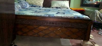 wooden Bed with two side table's 0