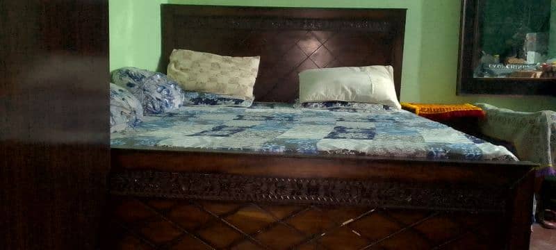 wooden Bed with two side table's 1