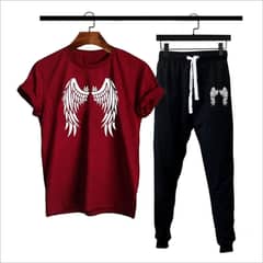 2 Pcs Men's WIngs Printed Track Suit