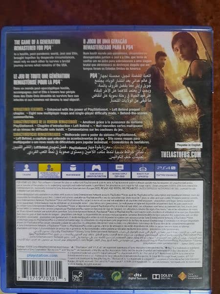 The last of us remastered ps4 game 10/10 condition 2