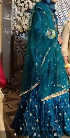 sea green lengha choli with net dopatta