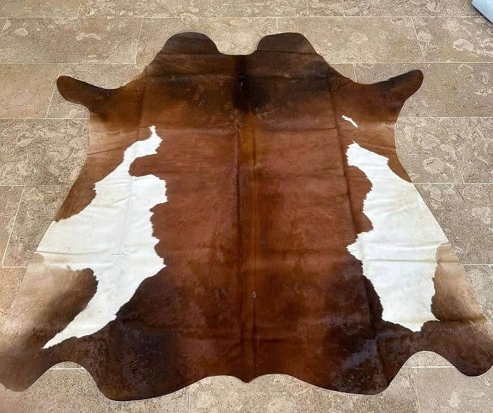 NATURALLY COWHIDE LEATHER RUGS TRICOLOR COW HIDE SKIN CARPET AREA 1