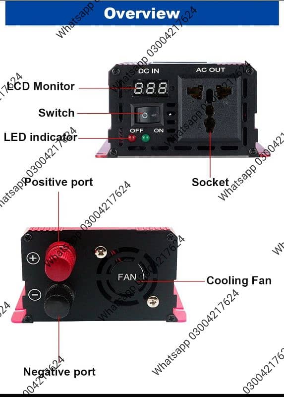 Solar Inverter PI-3000W Digital Display pure Sine Wave Solar Power 12 2