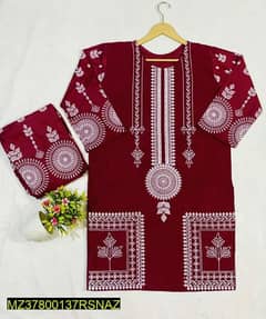 2 pce Women's Stitched Arabic Lawn Printed suit