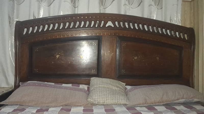 solid wooden double bed with showcase 6