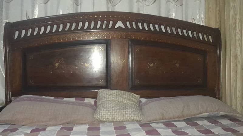 solid wooden double bed with showcase 7