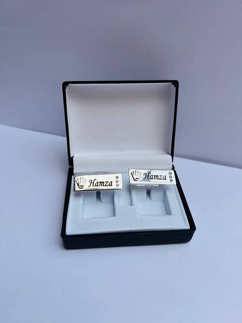 Customize Crown Engraved Name Cufflinks 1