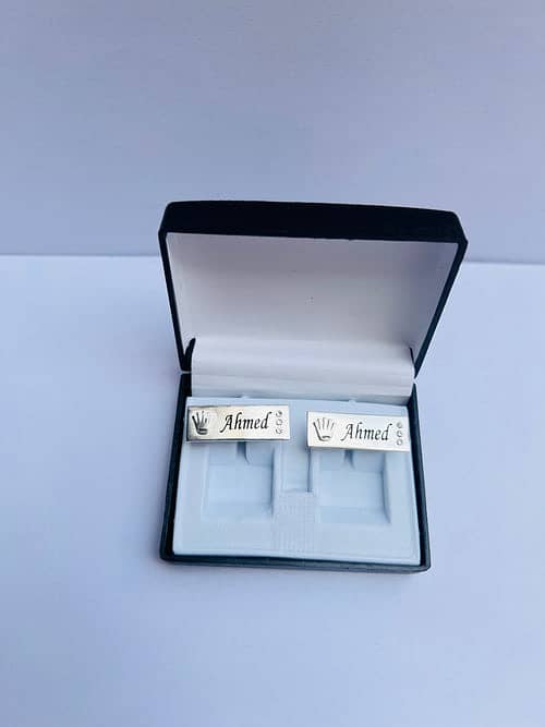 Customize Crown Engraved Name Cufflinks 6