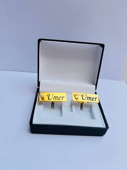 Customize Crown Engraved Name Cufflinks 11