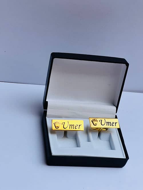 Customize Crown Engraved Name Cufflinks 15