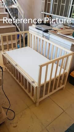 Wooden BabyCot With Rollers | Customizable | Unpolished