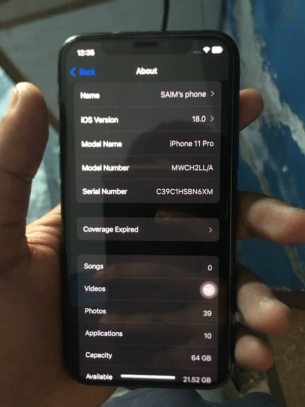 iphone 11pro 64 gb water pack 81%battery health condition 10/10 9