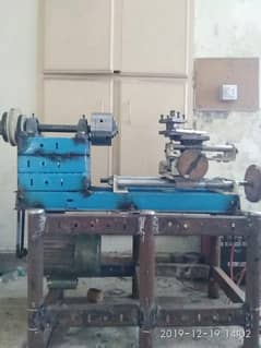 Homemade Lathe Machine with 125mm(5") Chuck, Heavy Stand,Elect Motor.