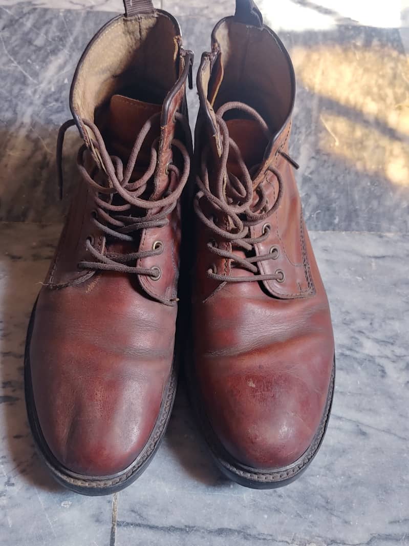 Men 100% Pure Leather Brown Boots High Ankle Size 43/9 4