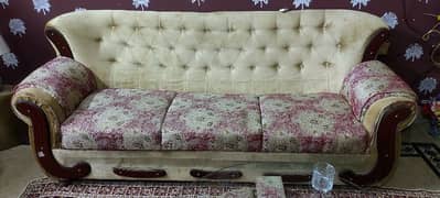 7 seater sofa set with glass round table and 4stools