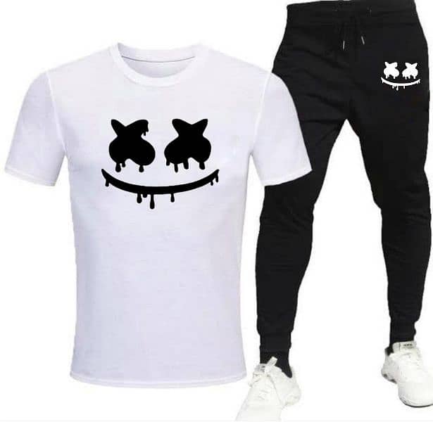 2Pcs Men's smiley printed Track suit 0